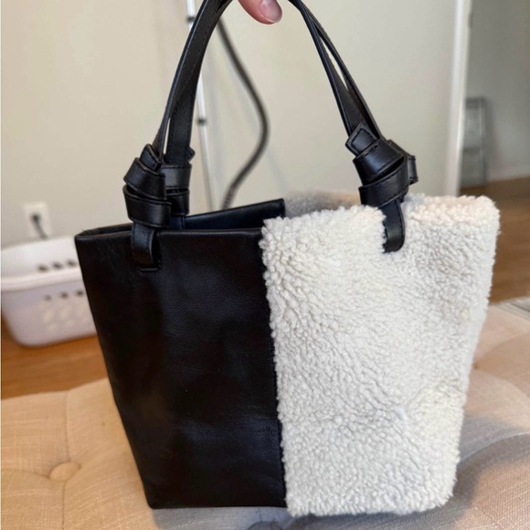 New Staud Ida Mini Tote with Real Wool & Leather - Picture 5 of 9